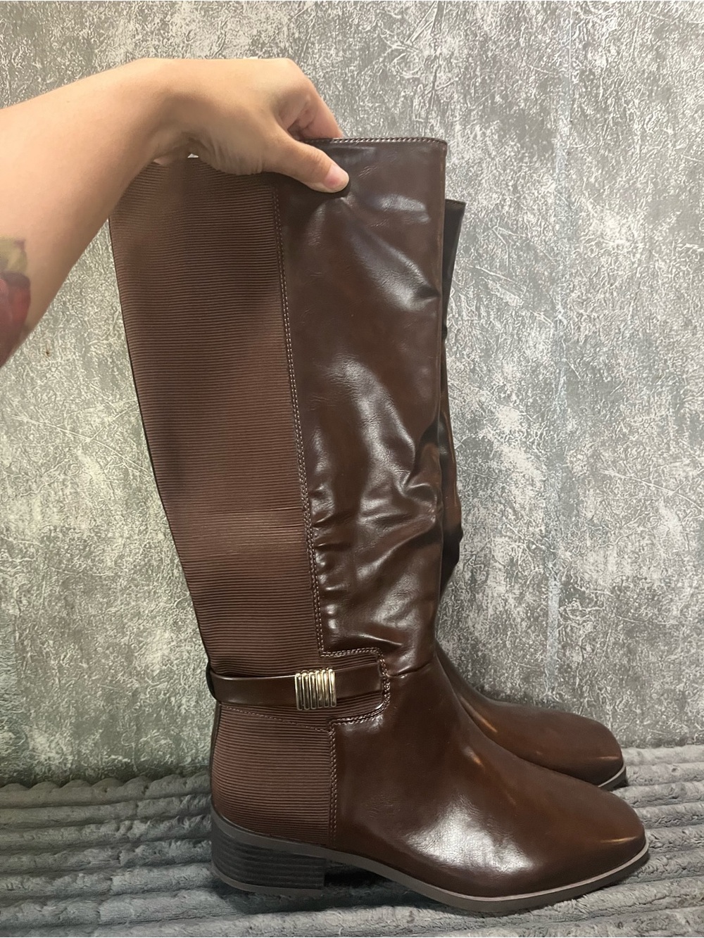 Dr. Scholl's Women's Dark Brown Riding Boots 8 wide calf